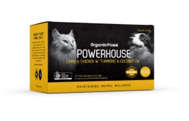 有机 Paws Powerhouse 羊肉和鸡肉配姜黄和椰子油 6 x 250g