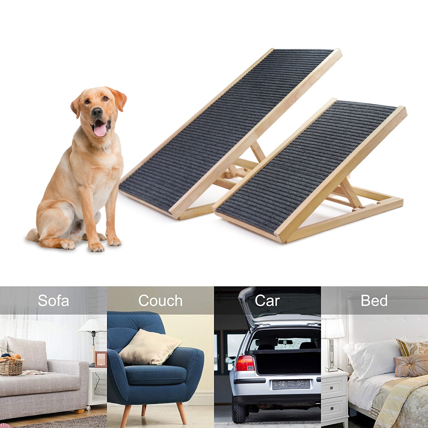 Solid Wood Adjustable Pet Ramp