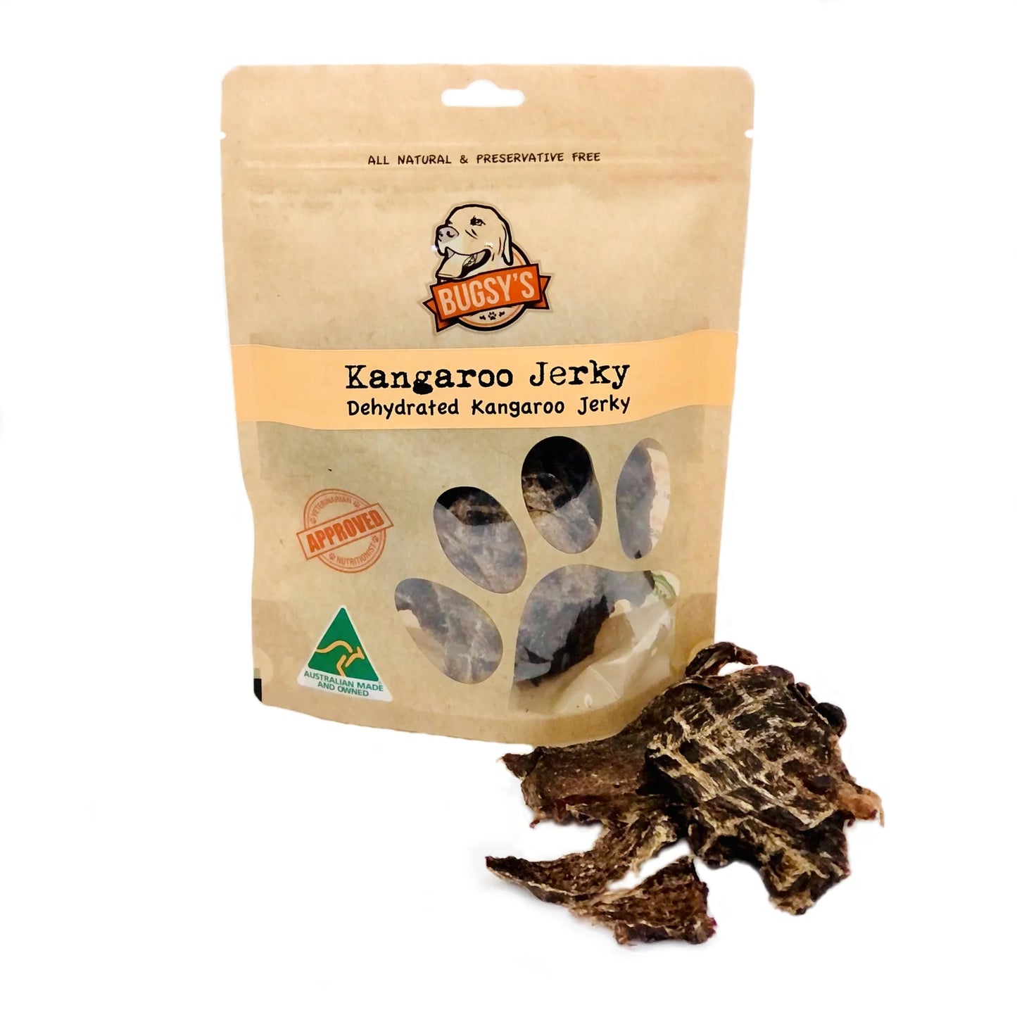 Bugsy‘s Dehydrated Kangaroo Jerky Strips 100g