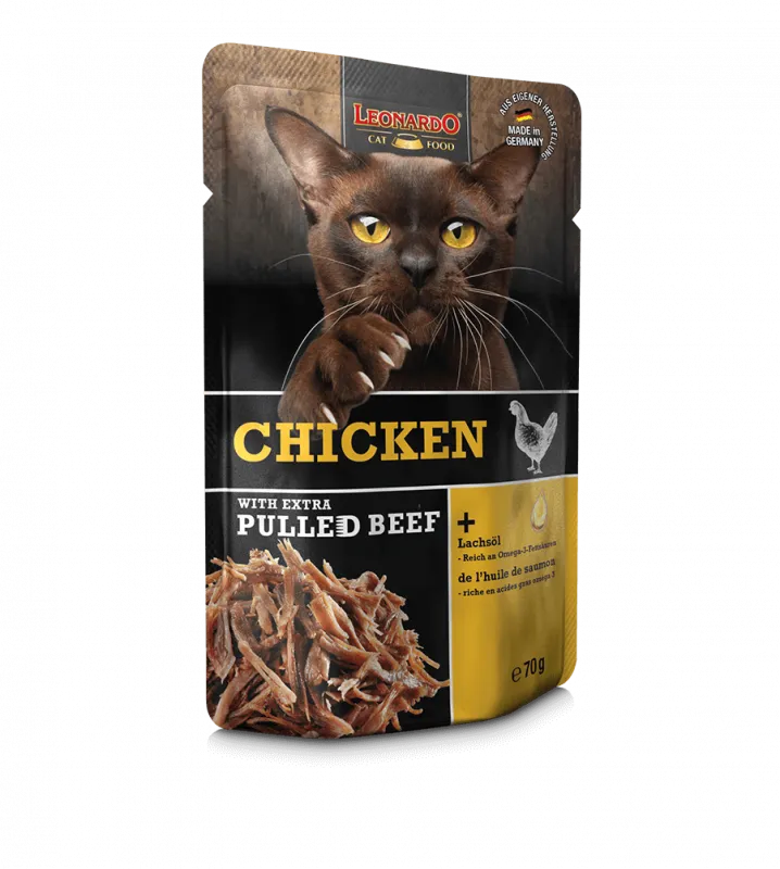 Leonardo® Grain Free Juicy Pate with extra Pulled Beef for Cats 70g