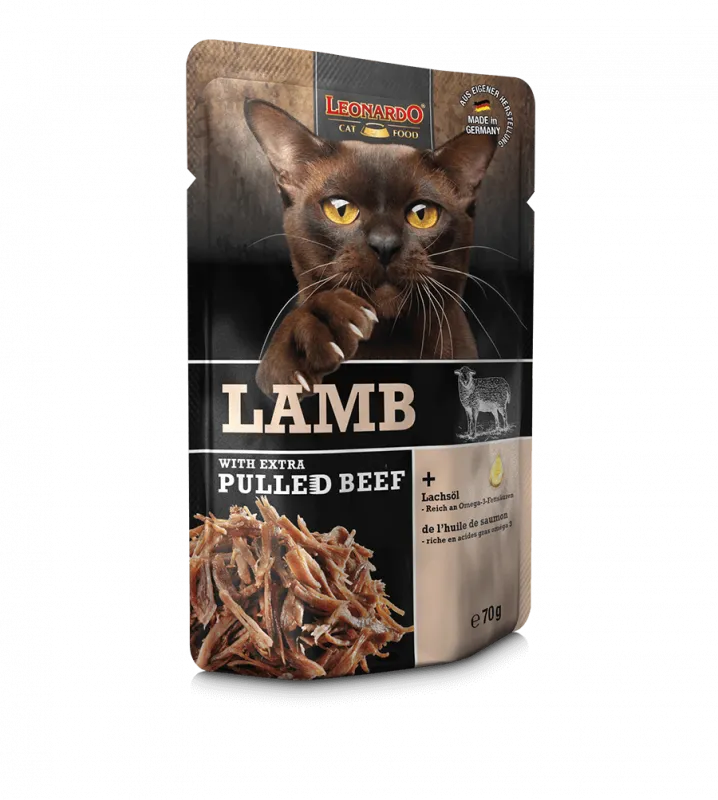 Leonardo® Grain Free Juicy Pate with extra Pulled Beef for Cats 70g