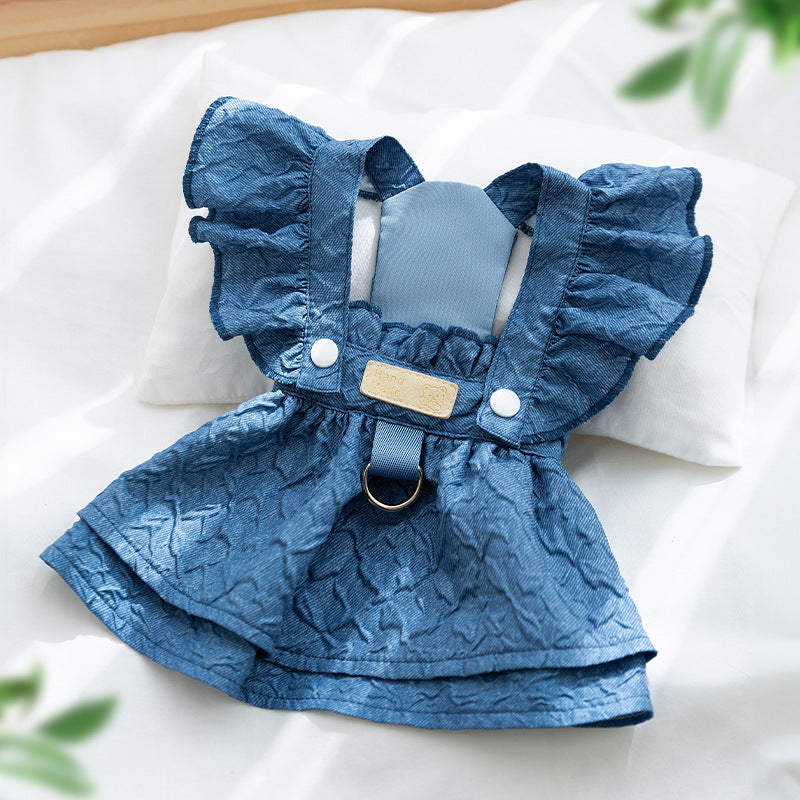 Cotton Fly Fleeve Denin Blue Dress