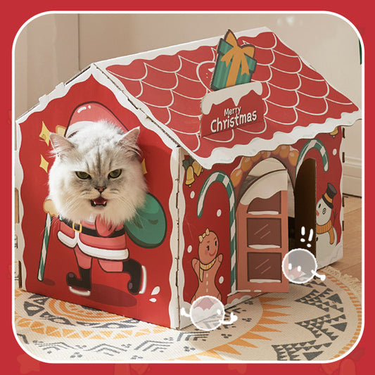 Kitty Shop Xmas House Cat Scratcher