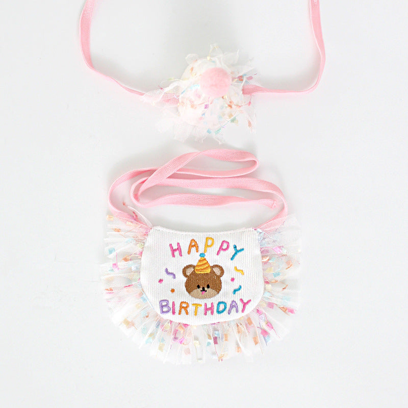 Cloudi Baby Bear 刺绣围兜生日套装