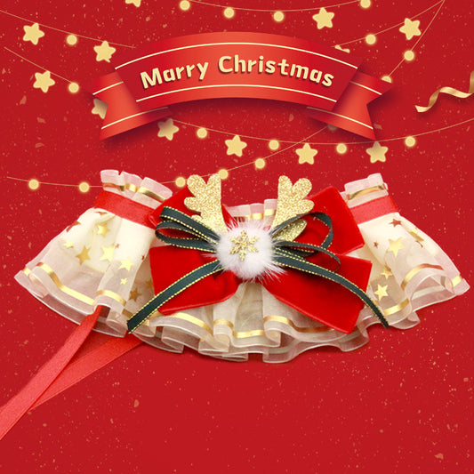 Xmas Bib Reindeer Ribbon