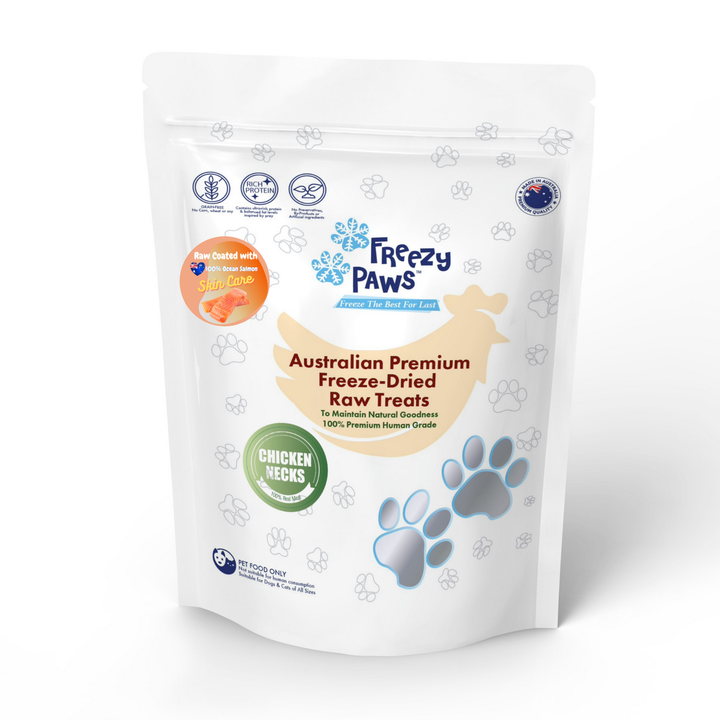 Freezy Paws Salmon Coated Chicken Neck Raw Treats 100g