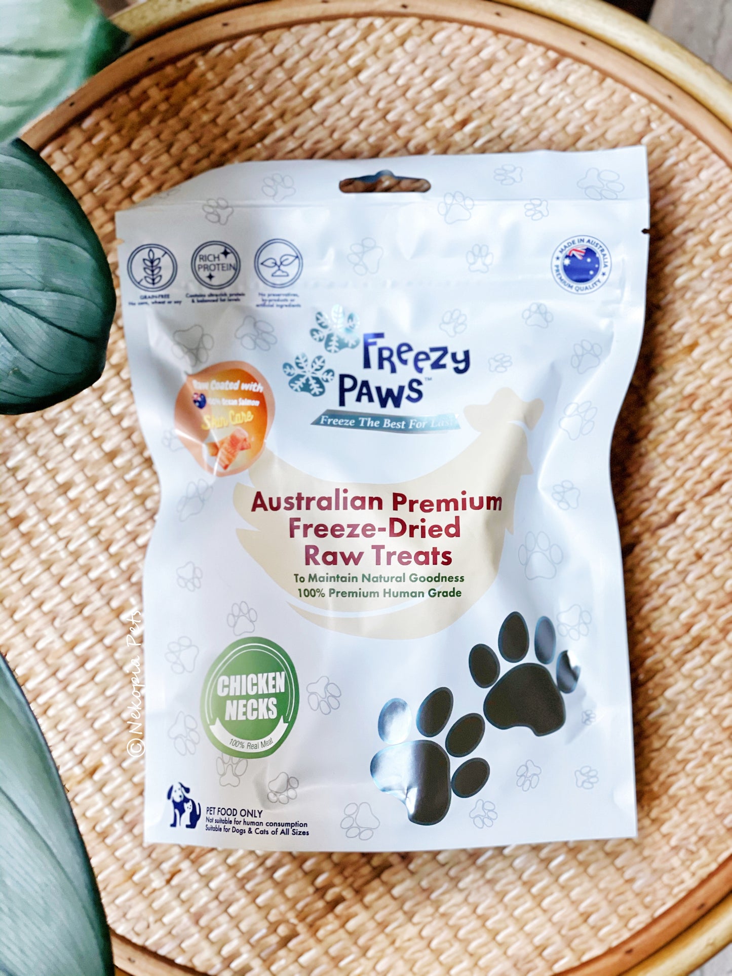 Freezy Paws Salmon Coated Chicken Neck Raw Treats 100g