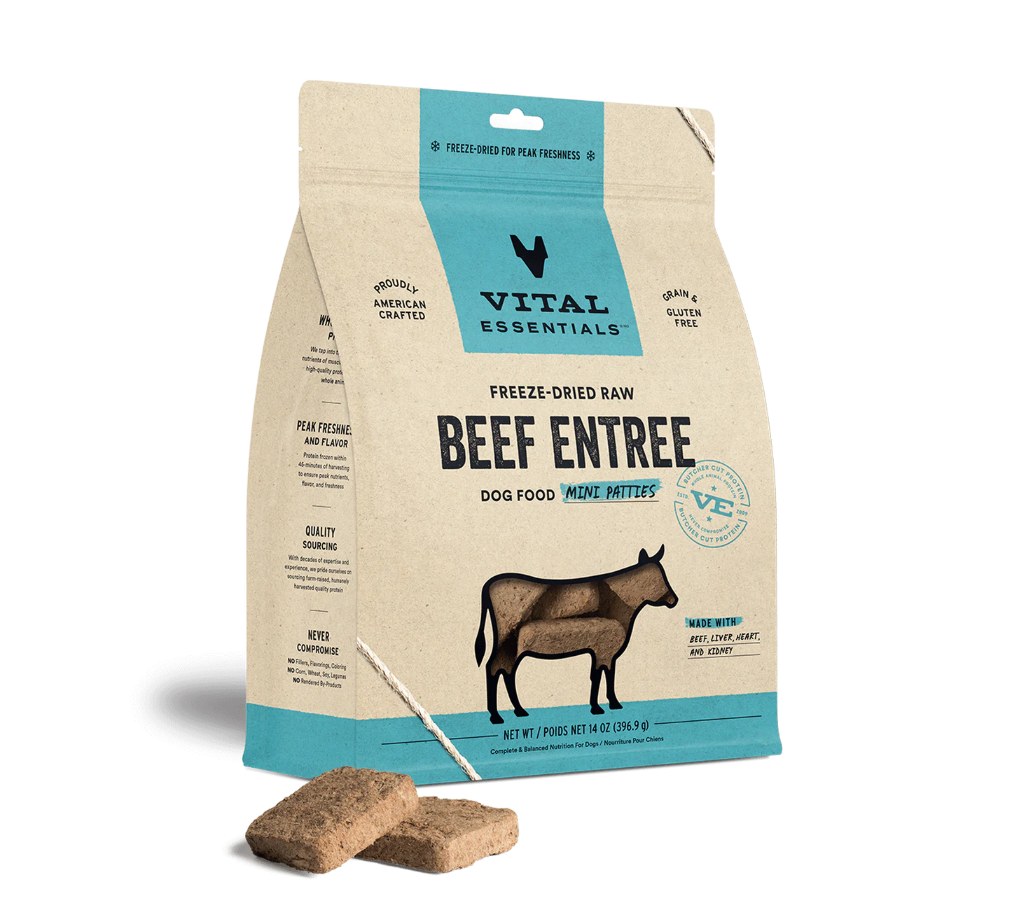 Vital Essentials Freeze-Dried Complete Entrees for Dogs Nini Patties 396.9g