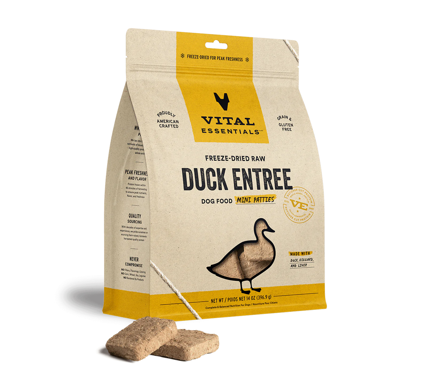 Vital Essentials Freeze-Dried Complete Entrees for Dogs Nini Patties 396.9g